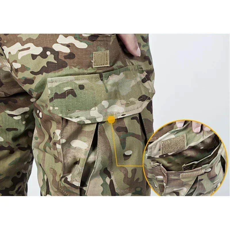 Pantalón táctico de camuflaje para hombre con rodilleras protectoras para senderismo, caza, pantalones de entrenamiento táctico, pantalón Cargo para exteriores - imagen 4