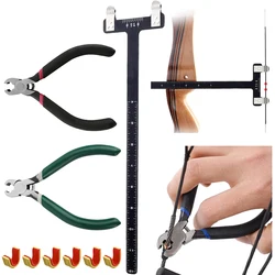 Juego de golpe de cuerdas de alicates de puntos de incocación de cuerda de arco de tiro con arco ​ Regla cuadrada en T con alicates, punto de latón para kit de afinación de arco Bowst