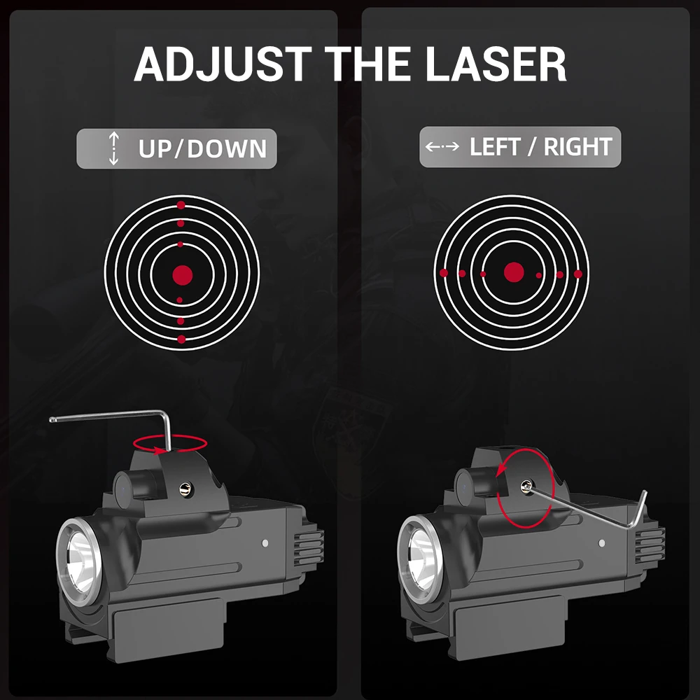 Luz láser roja recargable para pistola, 800 lúmenes, Combo de mira, linterna para pistola, pistola, Rifles - imagen 3