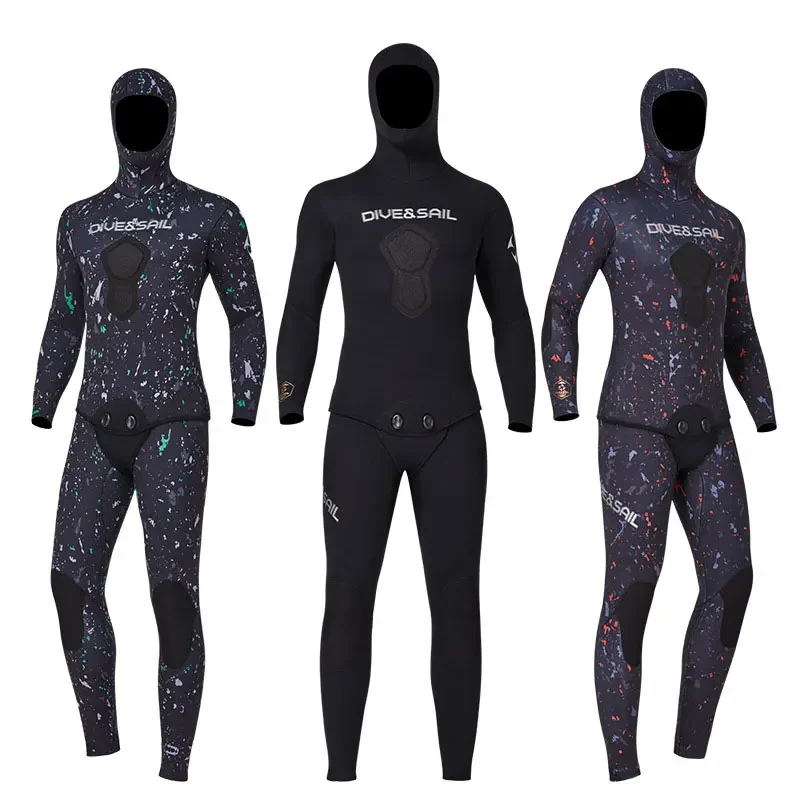 Traje de neopreno CR de 5MM/7MM, traje de buceo libre de células abiertas, traje completo de camuflaje para hombre, snorkel, natación, pesca submarina - imagen 3