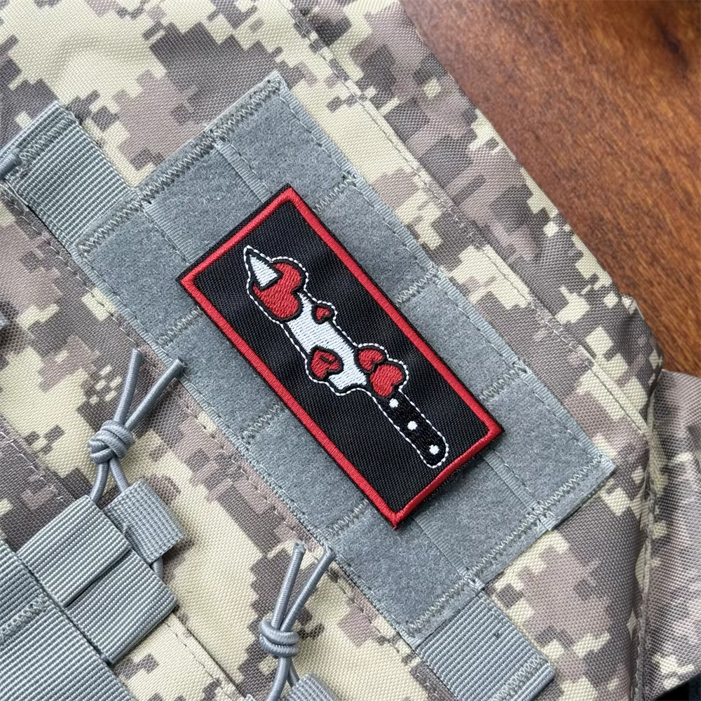 Parche táctico moral bordado chevron cuchillo con velcro para ropa