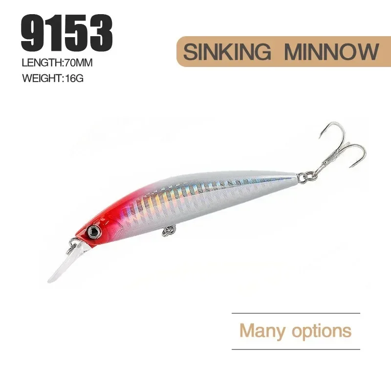 Señuelos de Pesca Minnow, peso de 16g, 70mm, cebo de arrastre Wobblers para perca, cebos de hundimiento Mino duro, señuelos artificiales Isca - imagen 3