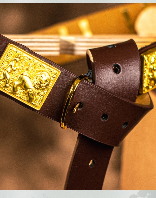 Cinturón de cuero con decoración de Metal, accesorios de estilo chino, armadura Hanfu - imagen 4