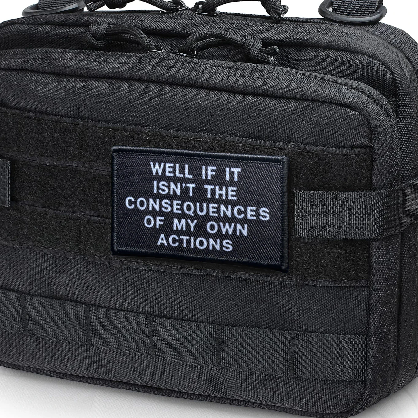 Bien si no es las consecuencias de mis propias actions meme parche moral de 2 "x 3" con respaldo de gancho y bucle - imagen 4