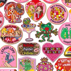 Parches bordados con emblema Oeteldonk de estilo rosa, parches para planchar rana para ropa, uniforme, bordado para coser, nuevo bricolaje, 2026