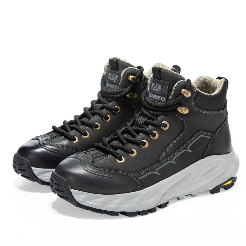 Botas de senderismo MERRTO de cuero de vaca, zapatos de caza impermeables para hombre, botas tácticas de combate para el desierto, zapatillas tobilleras informales de montaña para hombre - imagen 4