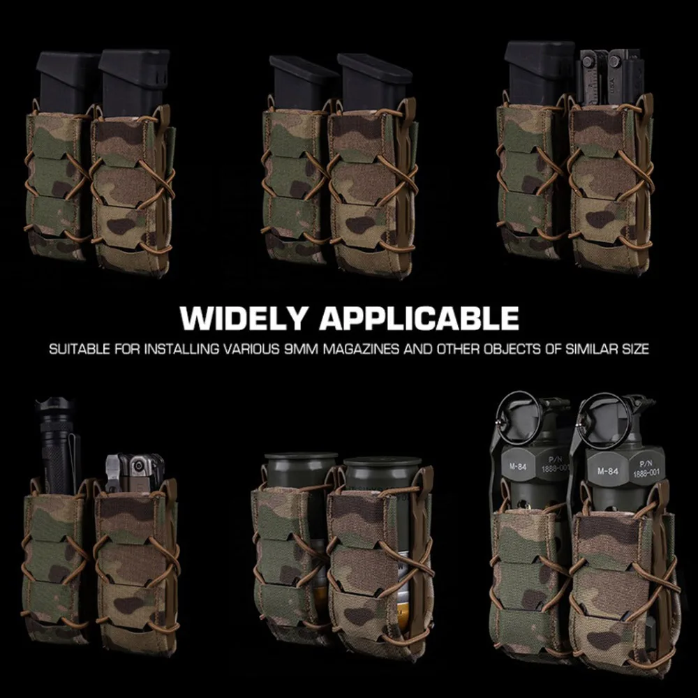 Bolsa doble para revistas de 2. a generación, 9mm, bolsa táctica Molle para revistas, caza, Airsoft. 45 bolsas para pistola Mag, soporte Universal - imagen 2