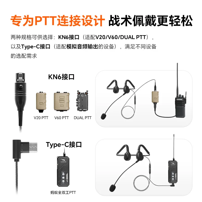 FCS walkie talkie PTT auricular con cable micrófono abierto oreja colgante suave comunicación táctica colgante trasera - imagen 3