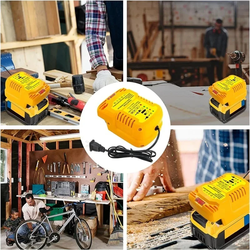 12V/24V 100-240V Li-Ion Akku Mini Kompakt Autoladegerät für DeWalt 18V 20V 60V Lithium Akku DCB200 Ersatz für DCB112 - imagen 5