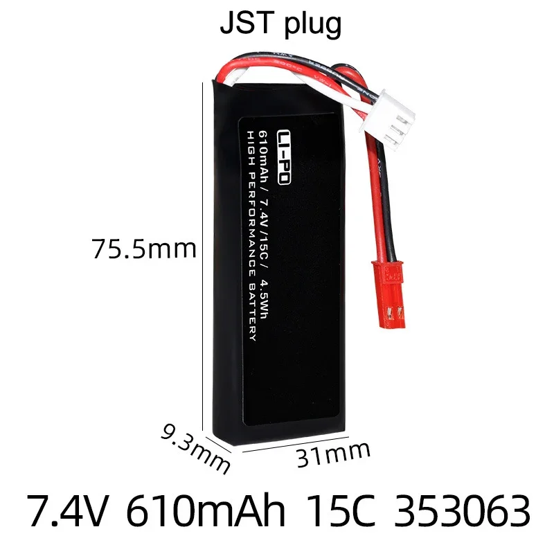 Batería Lipo de 7,4 V, 610mAh, 15C con cargador USB para Hubsan X4 H502S H502E H216A recambios de drones cuadricóptero RC - imagen 2