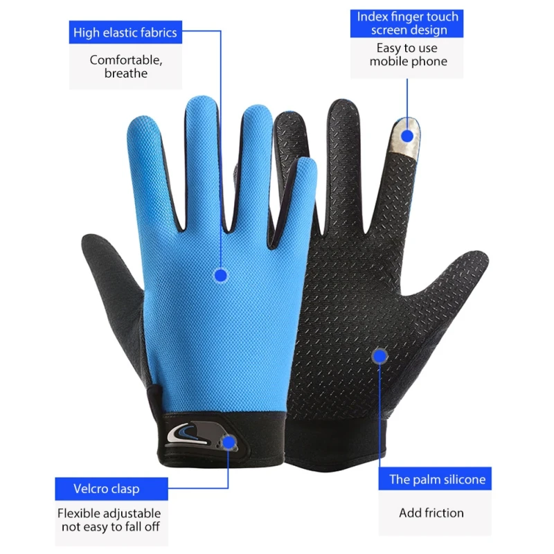 Guantes de pesca para ciclismo pantalla táctil antideslizantes dedo completo malla fina transpirable guantes para bicicleta guantes de secado rápido para hombres y mujeres - imagen 3