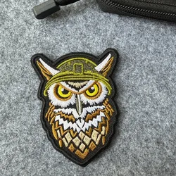 Parche bordado búho táctico con velcro gancho y bucle para mochila