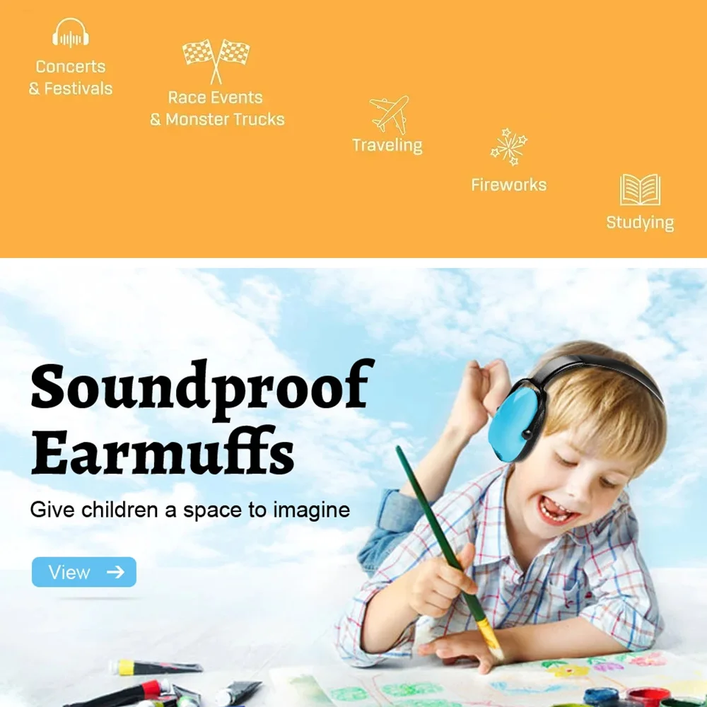 YHKEMA K50 3-15 años de edad protección auditiva para bebés orejeras de seguridad Protector auditivo con reducción de ruido para niños auriculares - imagen 5