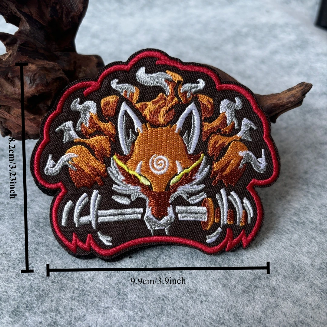 KURAMA con espada parche bordado táctico parches morales de zorro mochila engranaje gancho y bucle brazalete insignia de moral militar pegatinas - imagen 2