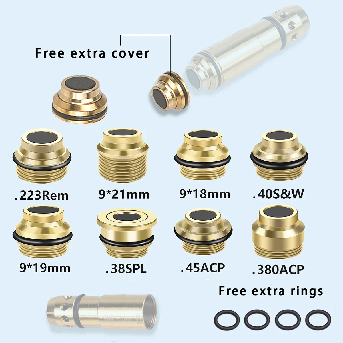 Cubierta trasera de cartucho de interruptor láser bala de entrenamiento rojo, tapa de haya, accesorios de caza, 9x19mm .40S & W .38SPL .45ACP .380ACP .223Rem - imagen 2