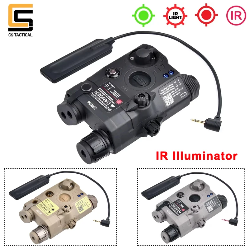 Iluminador IR táctico WADSN PEQ, mira láser de punto rojo/verde/IR PEQ, linterna exploradora de caza para airsoft, compatible con riel de 20mm