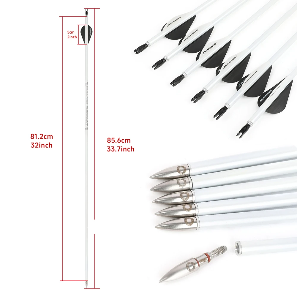 Flecha de carbono puro de 33,7 pulgadas, columna vertebral 600, Pin de eje de flecha Nock, paletas de goma de 2 ", tiro con arco, objetivo de caza, 12 Uds. - imagen 3