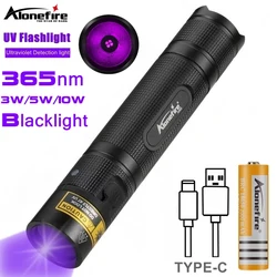 Linterna UV recargable 365nm lámpara detección escorpión luz negra