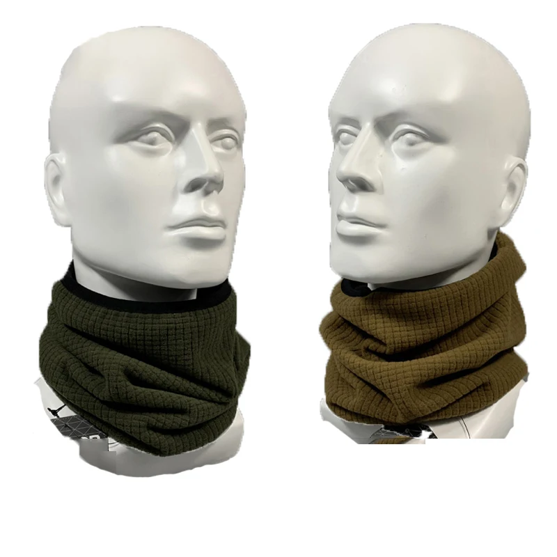 Bufanda táctica al aire libre cálida de doble cara ligera gruesa de lana a cuadros para exteriores, bufanda, mascarilla, tocados