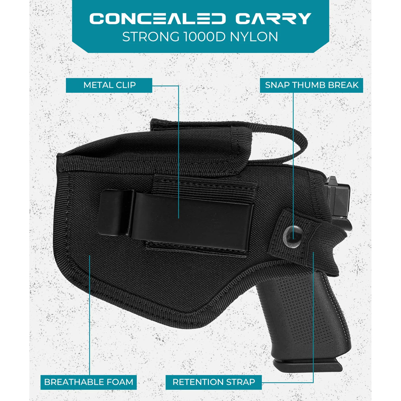 Funda para pistola para pistolas 380 45ACP, fundas para pistola de transporte ocultas IWB/OWB con bolsa magnética, soporte para pistola CCW derecha e izquierda - imagen 4