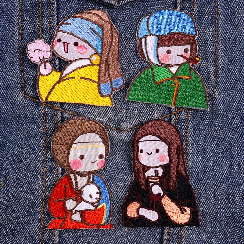 Parche de Corgi para ropa de bebé, parches bordados autoadhesivos de Van Gogh, Jesús, dinosaurio, gato, conejo - imagen 4