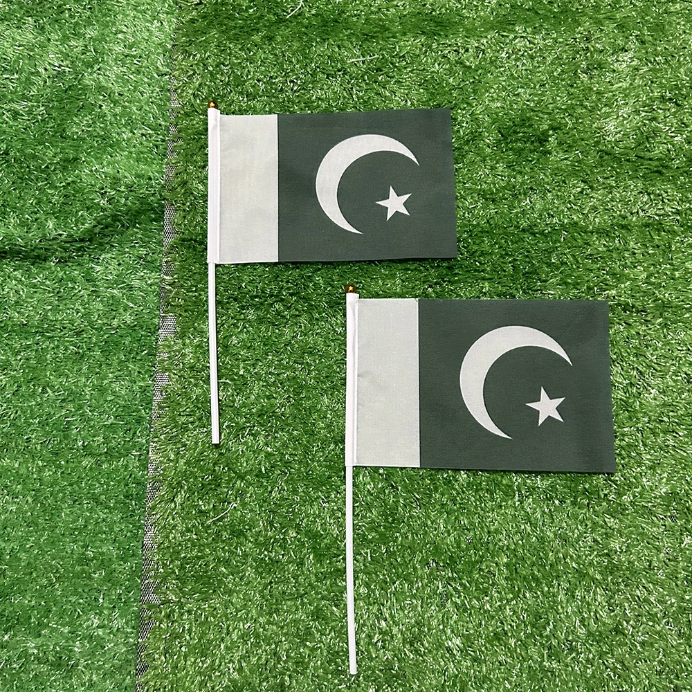BANDERA DE SKY Bandera ondeante a mano de Pakistán 50/100 Uds 14*21cm banderas nacionales pequeñas de Pakistán con mágicos de plástico - imagen 2