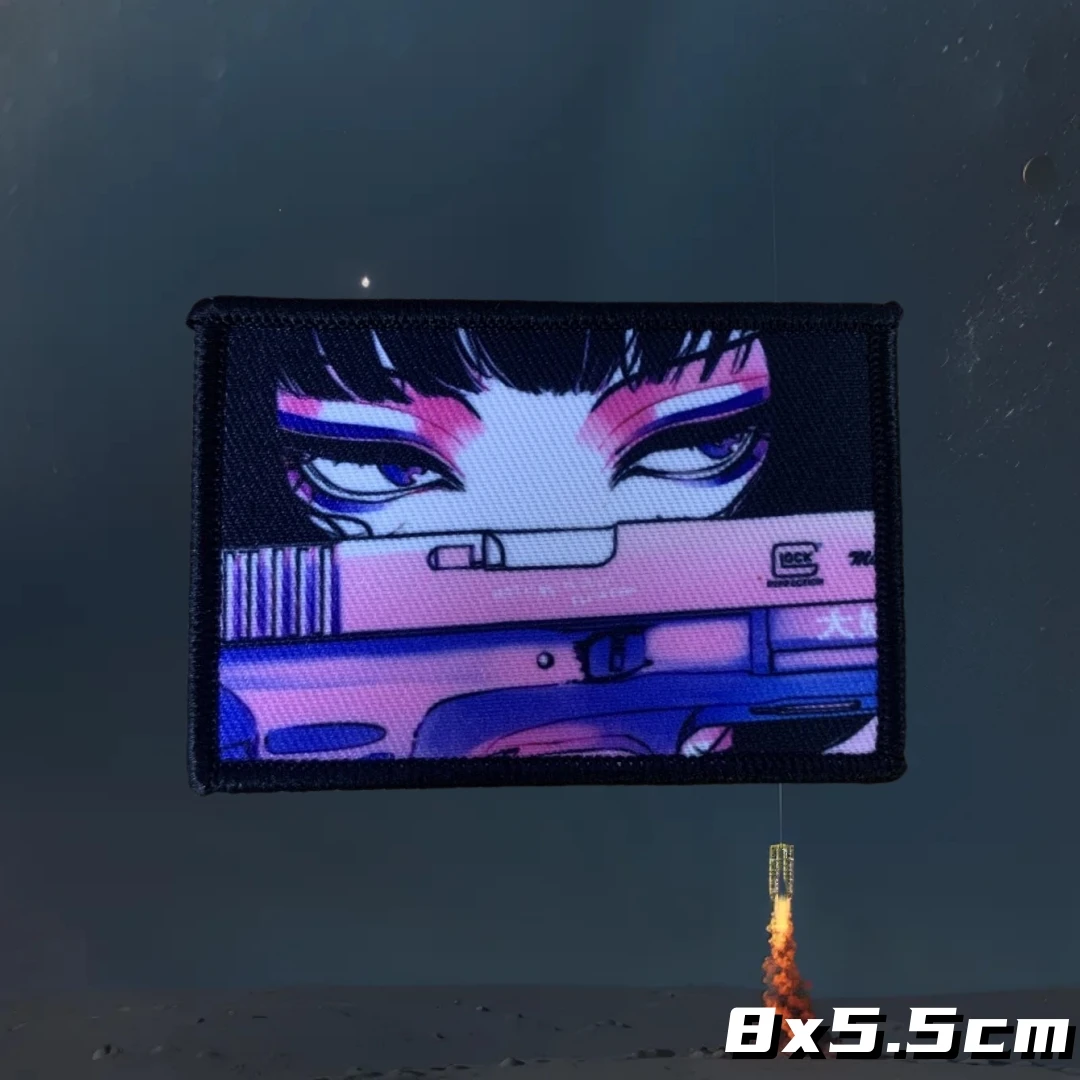 Parche táctico de tirador japonés para niñas, insignia de moral asesina de Chica de Anime, parches militares de gancho y bucle, pegatina de impresión para mochila - imagen 2