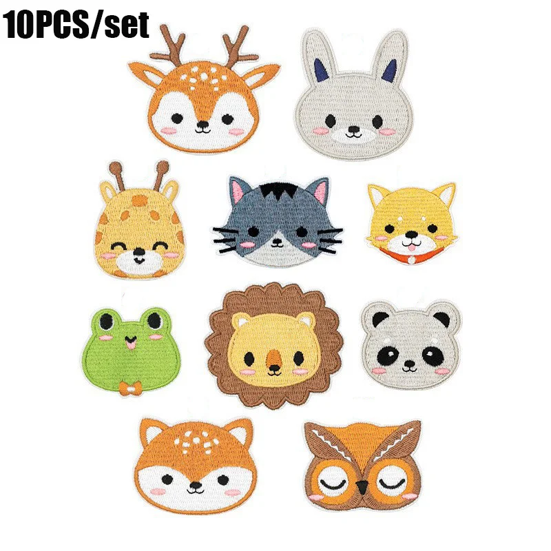 Parches termoadhesivos bordados de animales para chaquetas DIY