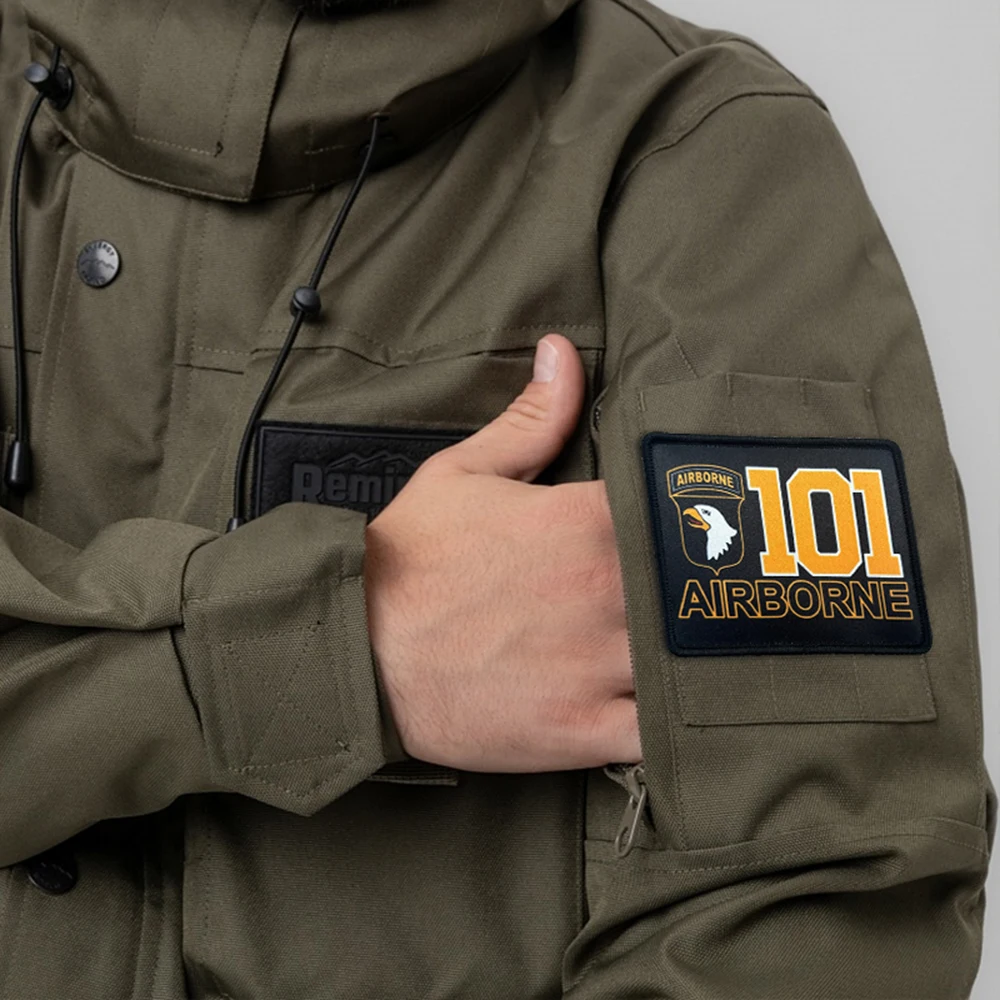 Parche táctico de moral de la 101a División Aerotransportada, insignia militar, pegatinas para mochila, brazalete con gancho y bucle de águila, aplique para casco - imagen 5