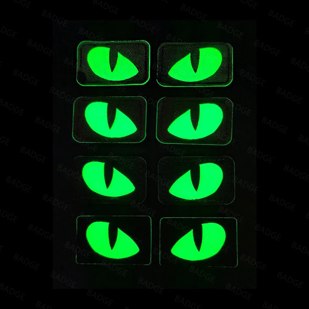 Parches de ojo de gato, insignia de combate táctico con cara de diablo luminosa, etiquetas reflectantes con emblema de gato, mochilas, ropa, decoraciones para sombreros - imagen 5