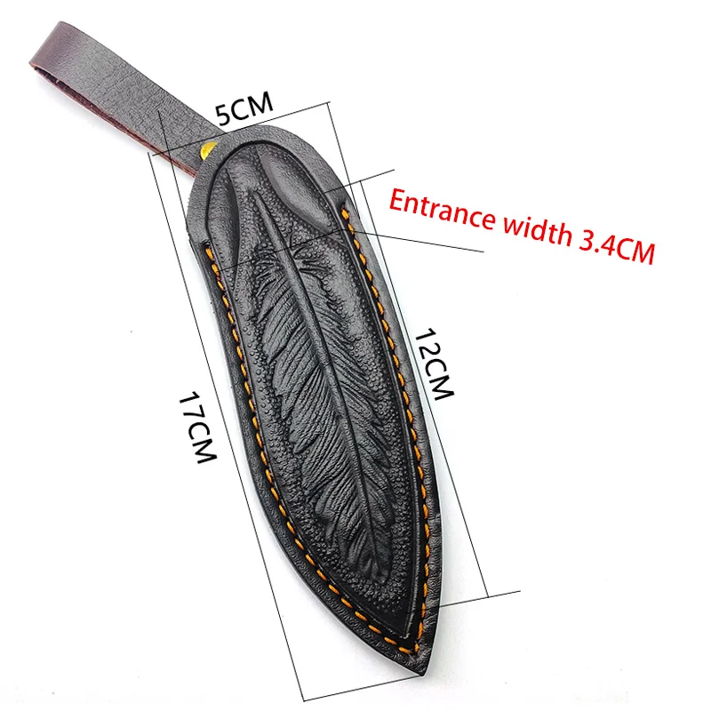 Funda de cuero de vaca para exteriores, funda para cuchillo recto, pluma tallada, cuero de vaca, funda para cinturón, bolsa de almacenamiento, funda para pantalones, 1 unidad - imagen 2