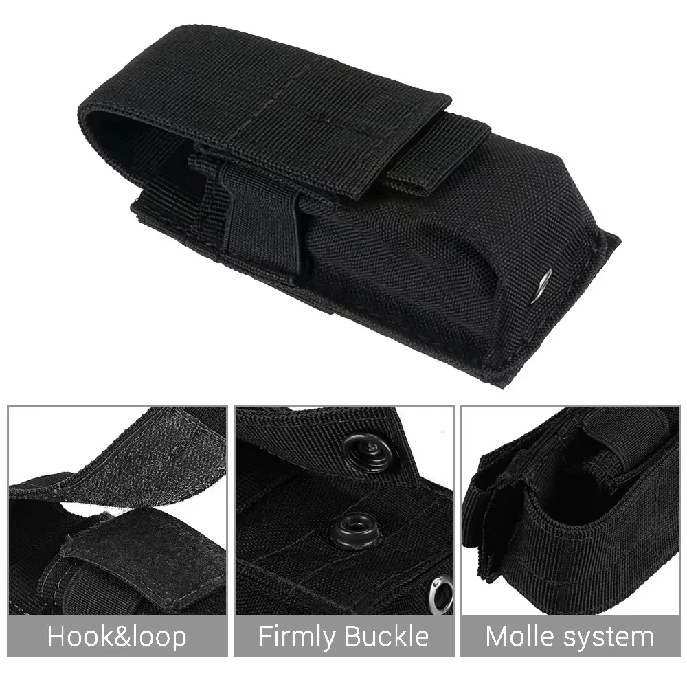 DIZETION-bolsa táctica Molle para linterna, soporte para linterna, bolsa Mag individual con revista, funda para cuchillo, M5, EDC, 9mm, riñonera para caza al aire libre - imagen 4