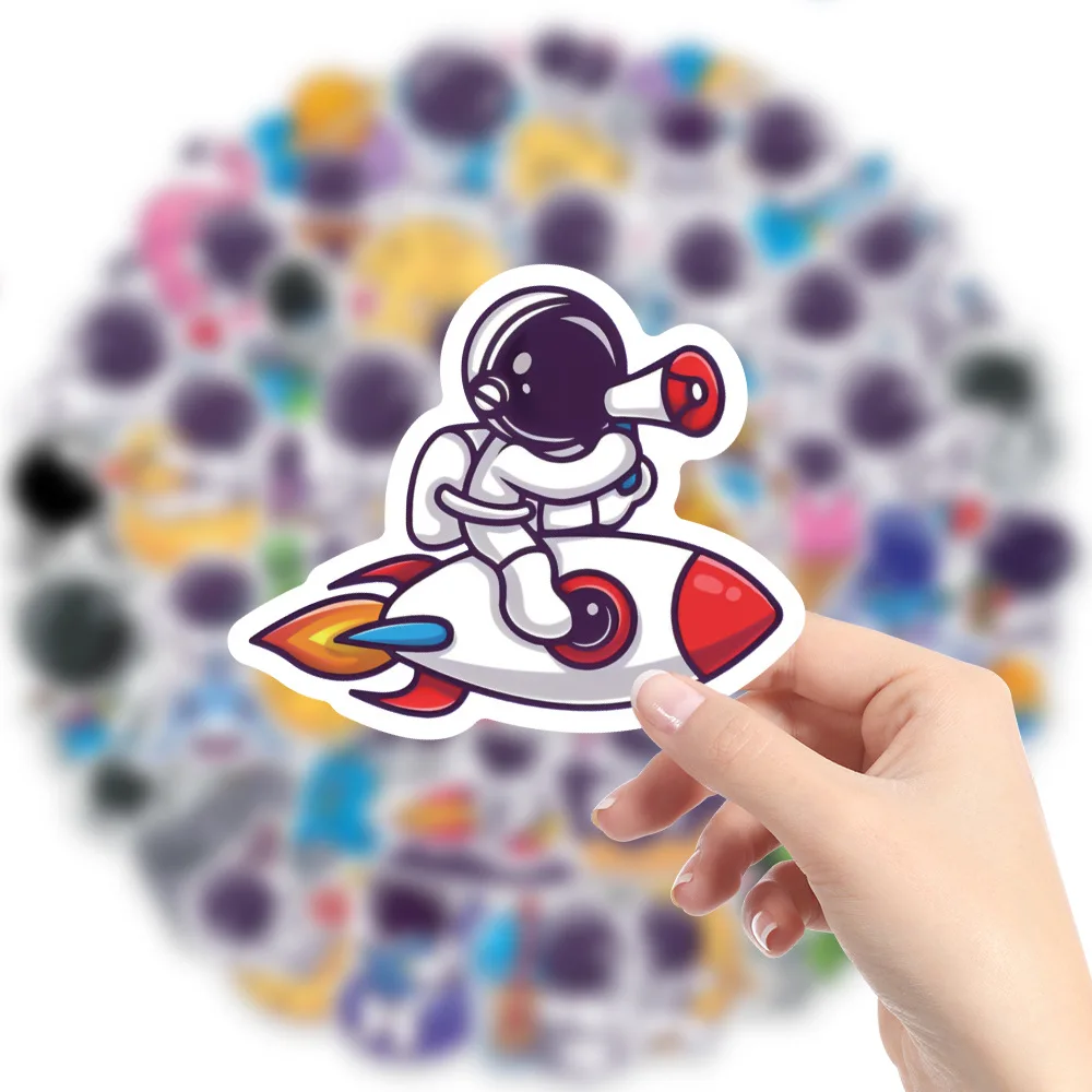 Pegatinas de dibujos animados para niños, calcomanía de vinilo con dibujos de astronautas, para ordenador portátil, tableta, taza, teléfono, regalo, 50 piezas - imagen 3