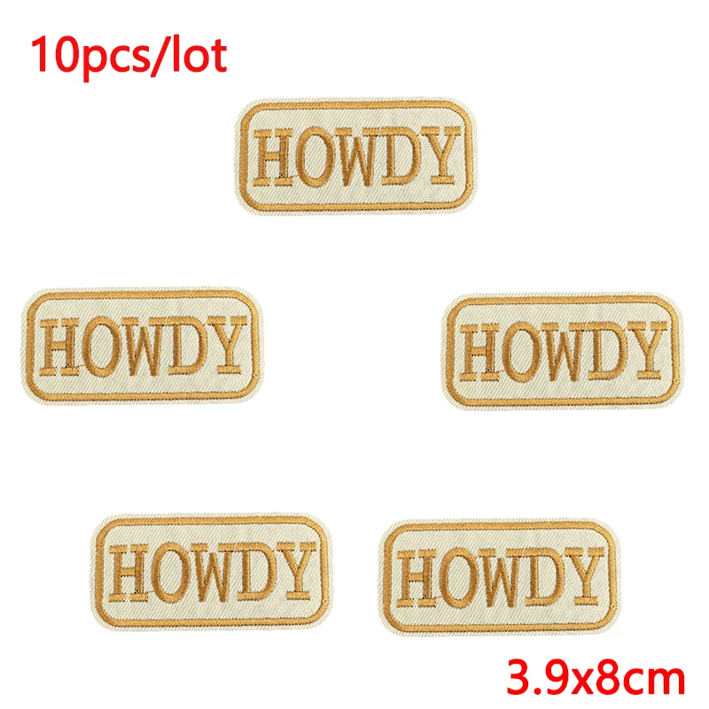 10 unids/lote de parches bordados con letras de dibujos animados para ropa, parches con eslogan para planchar para chaqueta, insignia Floral termoadhesiva DIY - imagen 2