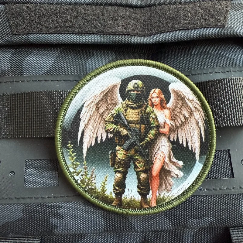 Parche táctico de soldado y Angel Guardian, insignia de moral con gancho y bucle, símbolo de esperanza y protección, brazalete militar - imagen 3
