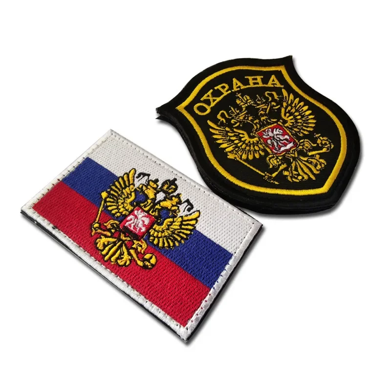 Parches de bandera rusa, insignia bordada con emblema nacional de águila de doble cabeza, pegatinas tácticas militares, apliques de velcro - imagen 2