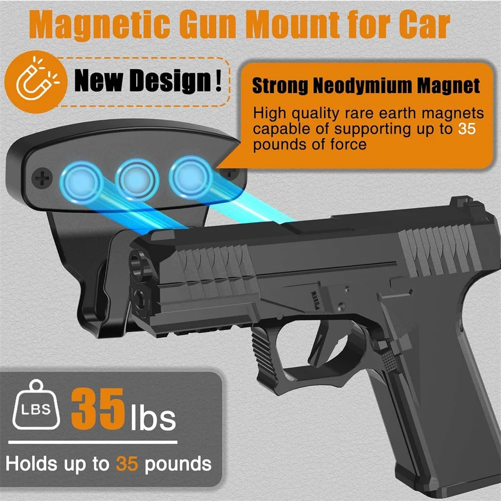 Soporte magnético para pistola, soporte magnético oculto para pistola, funda para pistola de 35 libras, estante para pistola para coche, camión, vehículo doméstico - imagen 2