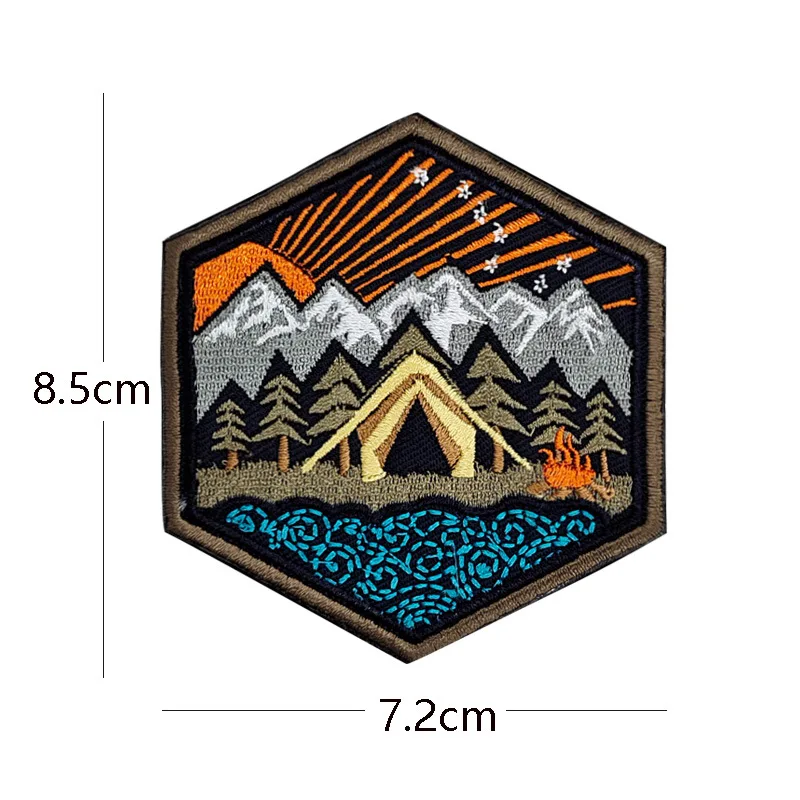 Parches bordados para viajes al aire libre, para el brazo con banda parche de tela, lazo de gancho, mochila, insignia táctica para chaqueta - imagen 5