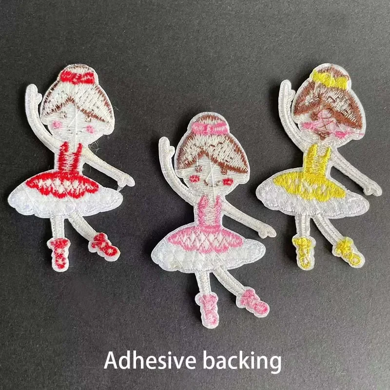 Parche termocollante de la chica bailando, tela bordada de dibujos animados, parches para planchar para camisa, ropa, 7x4CM - imagen 4