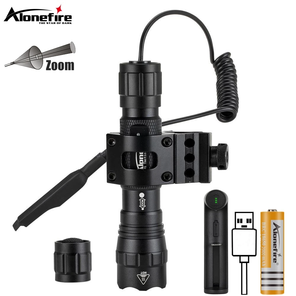 Linterna táctica con Zoom de 12W, potente para viajes al aire libre, caza, Camping, pesca, senderismo, interruptor remoto, luz de antorcha de alta potencia