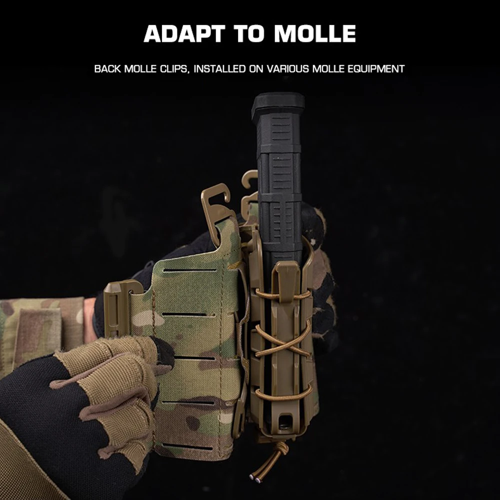 Bolsa táctica para revistas todo terreno MOLLE liberación rápida 9mm/5,56, combinación de caza, tiro, Airsoft Mag, bolsa con soporte, equipo de cinturón - imagen 5