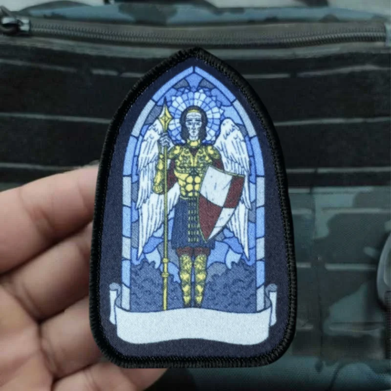 Parche de impresión del Arcángel Michael, insignia de moral táctica, gancho y bucle, apliques militares, mochila, chaleco, pegatinas, parches para ropa - imagen 4
