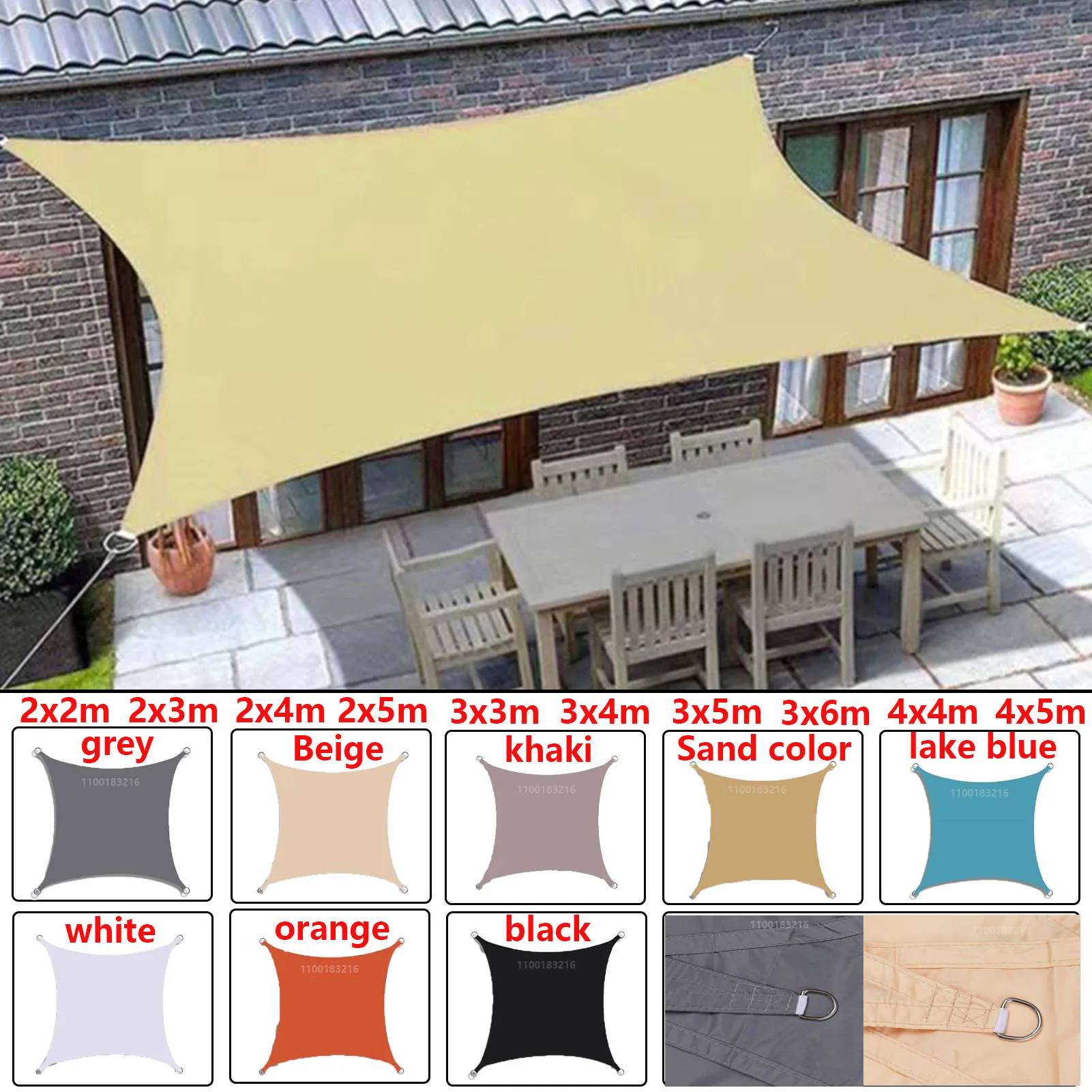 Toldo impermeable 420D Vela de sombra para jardín al aire libre, playa, camping, patio, piscina, toldo, tienda de campaña, sombrilla. - imagen 2