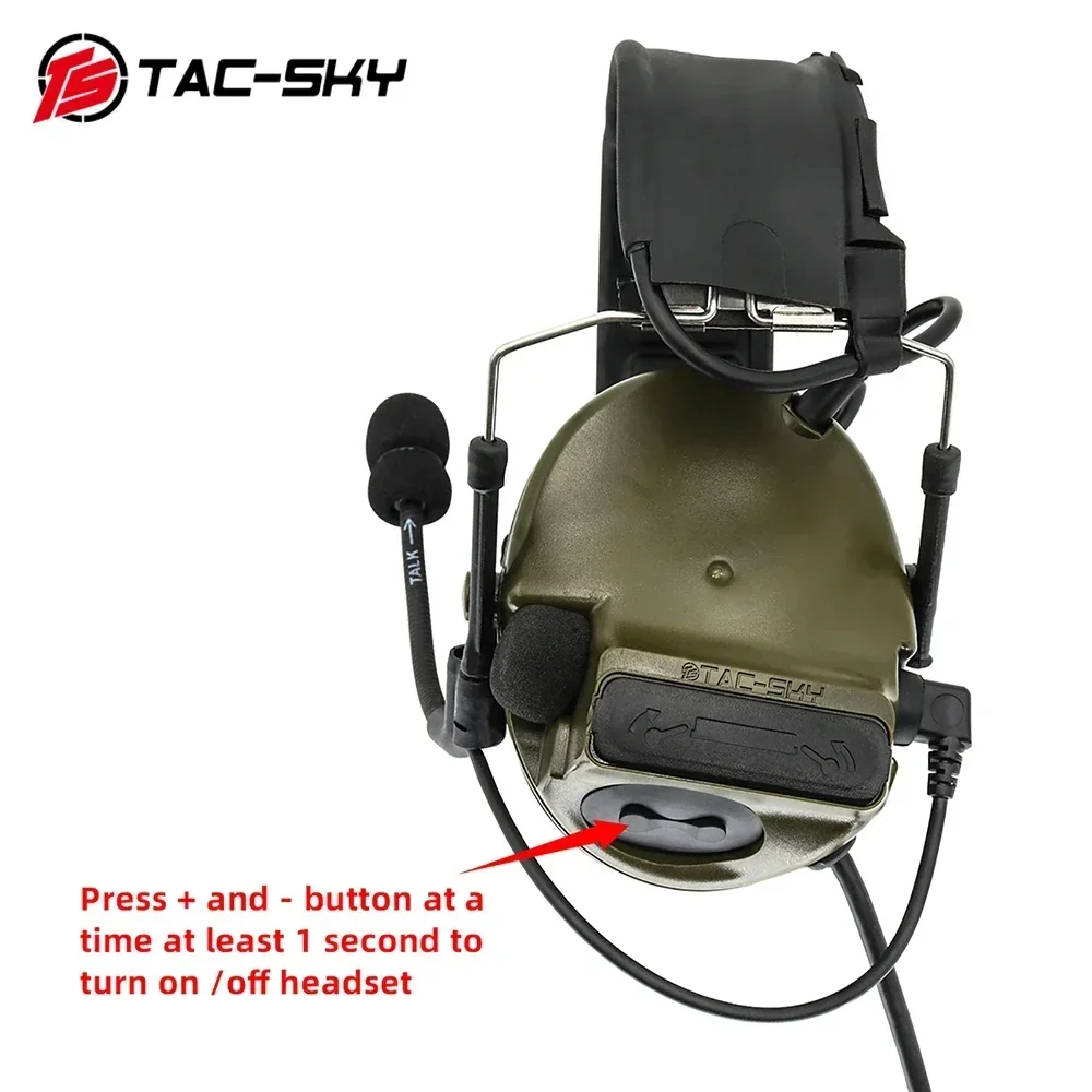TS TAC-SKY COMTA diadema extraíble orejeras de silicona Militar cancelación de ruido auriculares tácticos COMTA III + U94 PTT - imagen 5