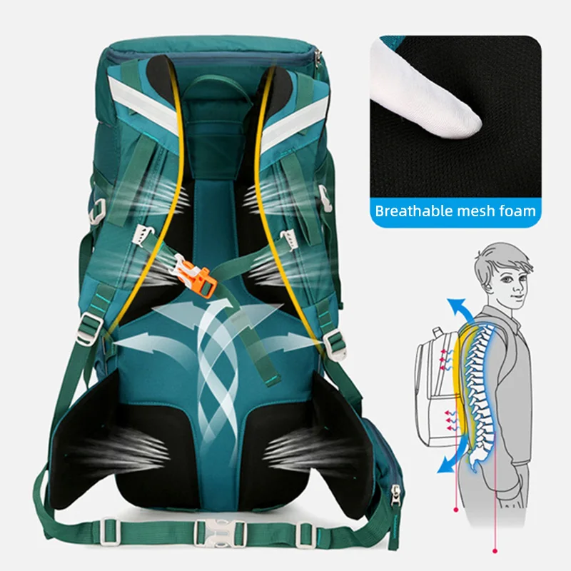 Mochila de acampada de gran capacidad para hombre y mujer, bolso de hombro para escalada, Trekking, senderismo, montañismo, impermeable, paquete de viaje al aire libre - imagen 5