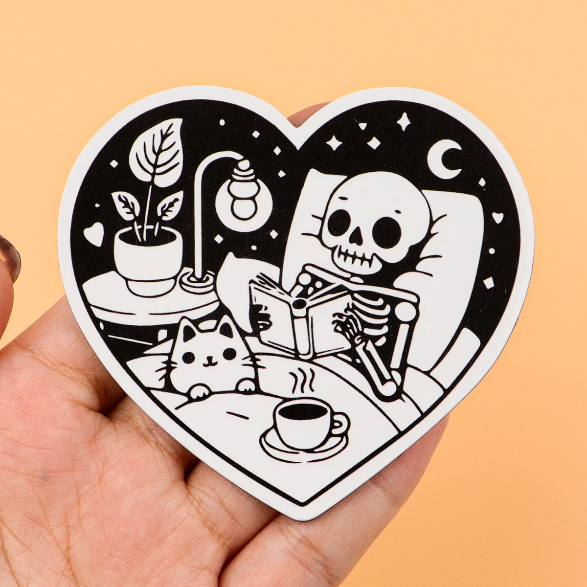 Esqueleto y gato libro de lectura imanes de dibujos animados refrigerador adhesivos magnéticos accesorios de cocina bricolaje decoración del hogar regalo - imagen 4