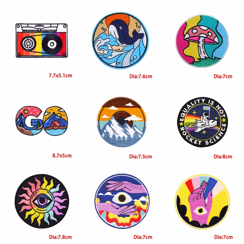 Parche bordado de dibujos animados, cinta de TV con corazón, parches para planchar, parches de letras para ropa, chaquetas, pegatinas de costura, 10 unids/lote - imagen 4