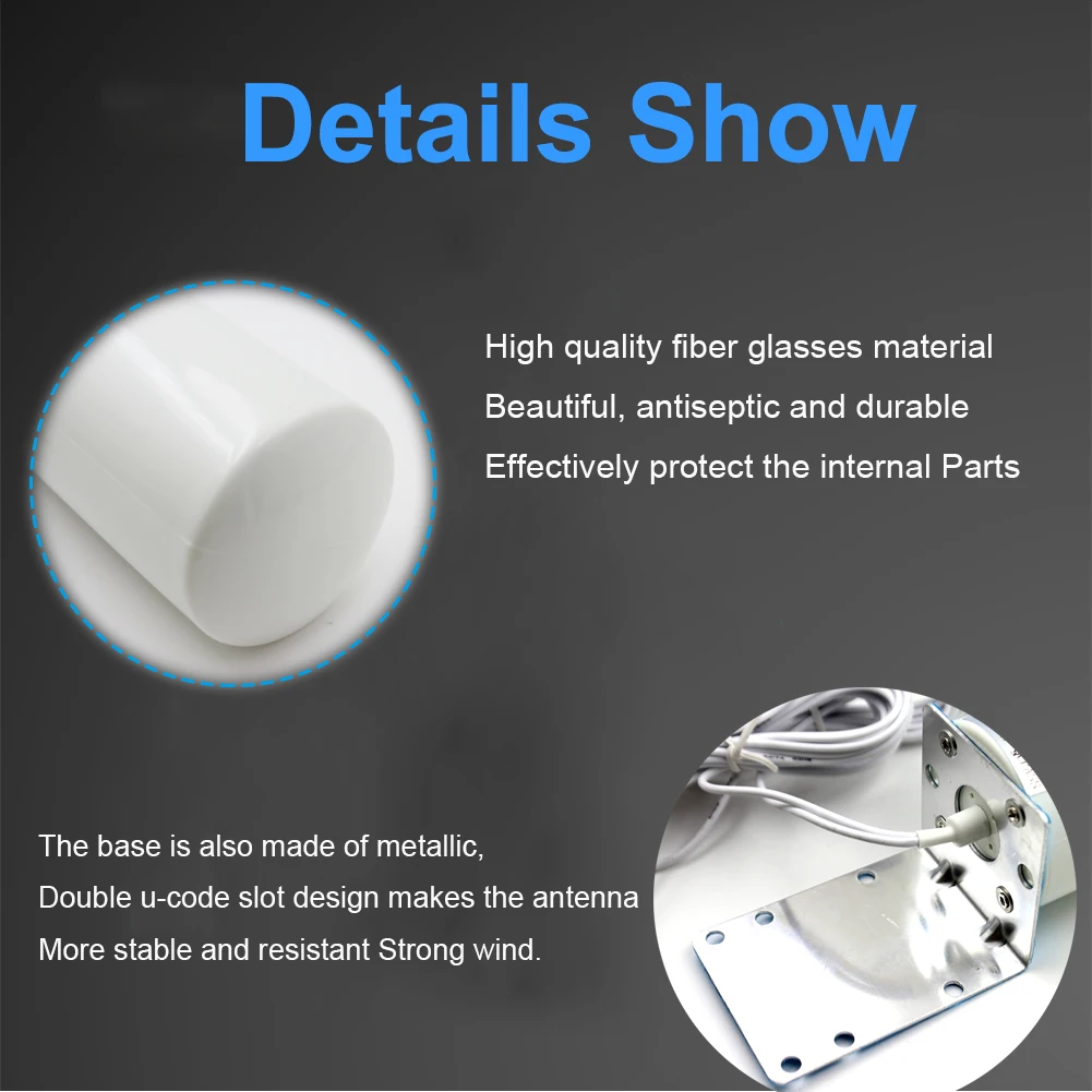 PT-SMA-10M Antena 4G LTE 10M (ganho de 10-12dBi) para enrutadores 3G/4G - Conectores SMA/TS9/CRC9, 698-2700MHz, omnidireccional - imagen 5