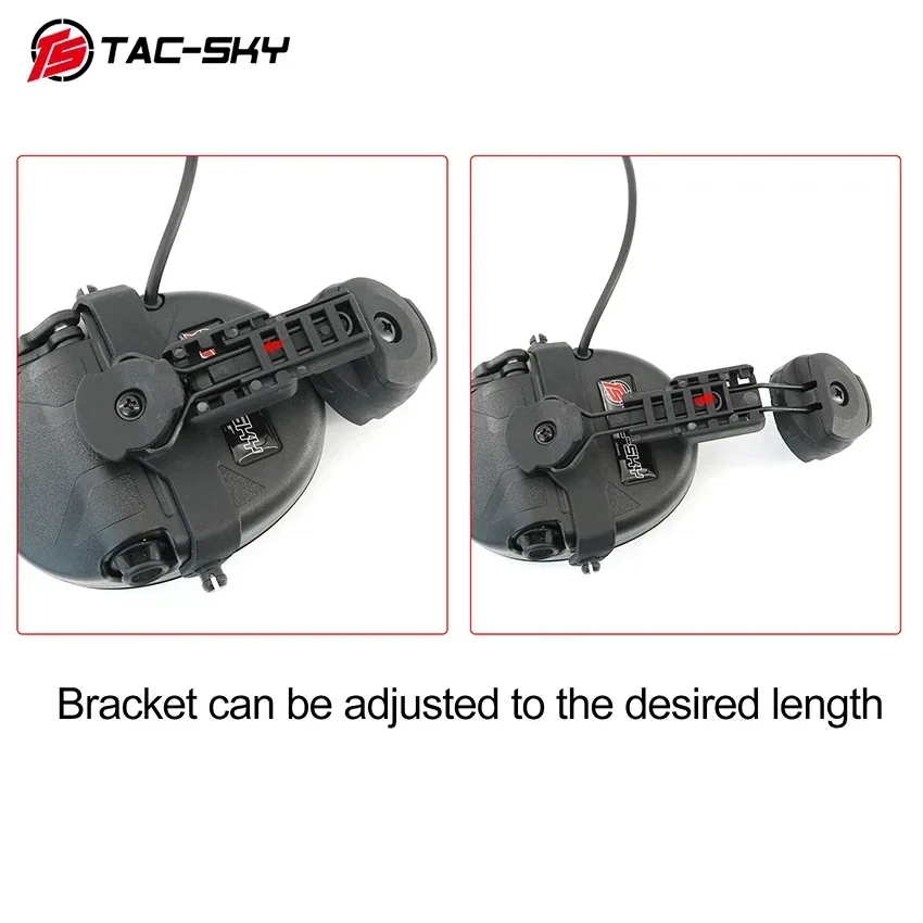 TS TAC-SKY ARC Soporte para casco de doble riel, orejeras de silicona con protección auditiva, auriculares tácticos de caza + PTT RAC de 2 pines - imagen 3