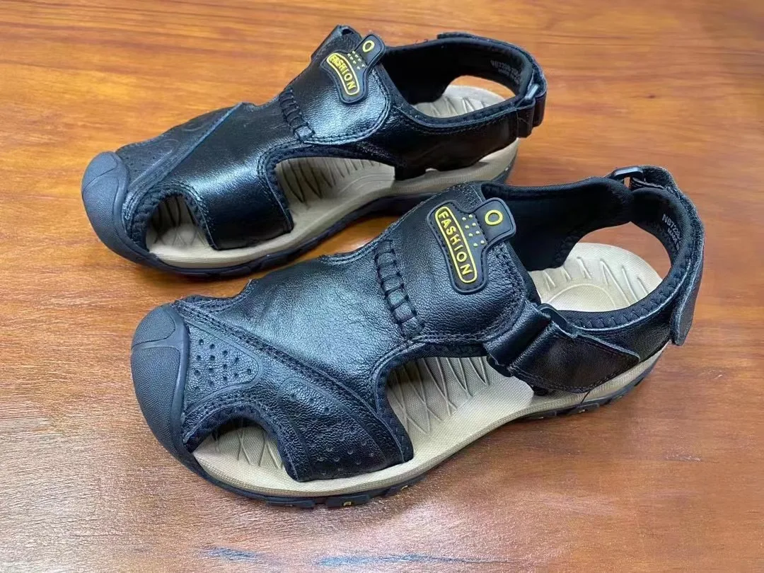 KOWM zapatos Upstream de cuero de vaca para hombre, zapatos acuáticos para exteriores, sandalias de malla transpirable, zapatos de agua, zapatillas de deporte de secado rápido para hombre - imagen 4